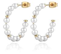 Orecchini Cerchio Sagapò in Acciaio 316l con Perle SWI26