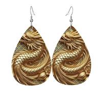 Orecchini Chinese Gold Dragon Scales Pendenti Decorazioni Ciondolo Orecchio Leggeri Orecchiniin Pelle Per Regali Ragazze Feste
