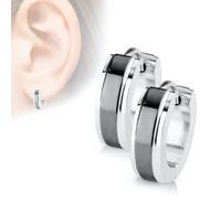 Orecchini circolari bicolore in acciaio chirurgico con chiusura a snodo TS-EA-0052