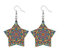 Orecchini circolari in legno con mandala da donna, gioielli vintage eleganti in legno, orecchini leggeri per matrimoni, feste, regalo di tutti i giorni, Apricot shaped, Legno, Legno