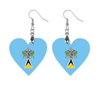 Orecchini classici in legno con bandiera di Santa Lucia, pendenti artistici leggerissimi, ganci per orecchini, gioielli vintage per donna