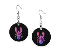 Orecchini classici in legno luminosi con aragosta, pendenti artistici leggerissimi, ganci per orecchini, gioielli vintage per donna