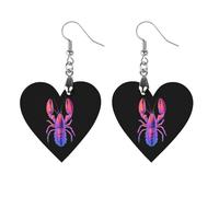 Orecchini classici in legno luminosi con aragosta, pendenti artistici leggerissimi, ganci per orecchini, gioielli vintage per donna