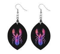Orecchini classici in legno luminosi con aragosta, pendenti artistici leggerissimi, ganci per orecchini, gioielli vintage per donna
