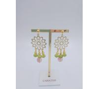 Orecchini Clio peridoto verde e agata rosa