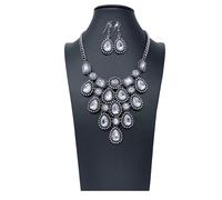 Orecchini Collana Cristalli Goccia Set Donna Classic Brillante Elegante Argento