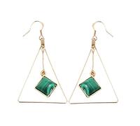 Orecchini color oro moda per donna ular Geometric Green Texture Stone Square Orecchini gioielli regaloUtile trattato.