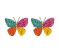 Orecchini colorati a farfalla in rafia da donna, orecchini a stile estivo Boho, gioielli da spiaggia tropicale e abbigliamento quotidiano