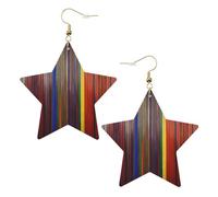 Orecchini colorati a forma di mattoncini da donna, orecchini pendenti a forma di stella scintillante, gioielli alla moda per una serata fuori, One Size, Pelle