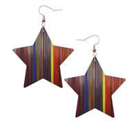 Orecchini colorati a forma di mattoncini da donna, orecchini pendenti a forma di stella scintillante, gioielli alla moda per una serata fuori, One Size, Pelle