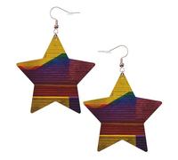 Orecchini colorati a forma di mattoncini da donna, orecchini pendenti a forma di stella scintillante, gioielli alla moda per una serata fuori, One Size, Pelle