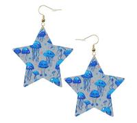 Orecchini colorati a forma di medusa da donna, orecchini pendenti a forma di stella scintillante, gioielli alla moda per una serata fuori, One Size, Pelle