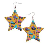 Orecchini colorati a forma di pattini a rotelle da donna, orecchini pendenti a forma di stella scintillante, gioielli alla moda per una serata fuori, One Size, Pelle