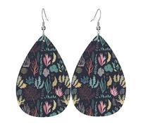 Orecchini colorati con alghe marine da donna, orecchini colorati in pelle a goccia per le donne alla moda, orecchini a goccia gioielli