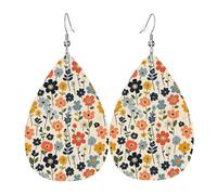 Orecchini colorati con stampa di margherite da donna, orecchini in pelle a goccia alla moda per le donne alla moda, orecchini a goccia colorati