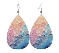 Orecchini colorati in pelle a goccia blu marmo, accessori da donna, orecchini versatili adatti per pendolari e viaggi.