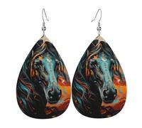 Orecchini colorati in pelle con criniera, accessori da donna, adatti per l'uso quotidiano, pendolari e viaggi.