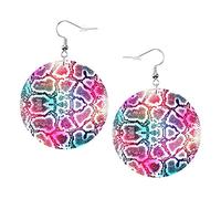 Orecchini colorati in pelle di serpente Trippy Orecchini in pelle a forma rotonda con squame blu Orecchini pendenti leggeri da donna per ragazze, perfetti da indossare tutti i giorni
