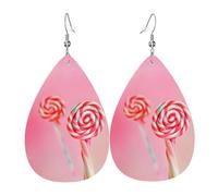 Orecchini colorati in pelle lecca-lecca, accessori da donna, adatti per l'uso quotidiano, pendolari e viaggi.