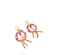 Orecchini con agata rosa e rami di corallo rosso Arg 925%