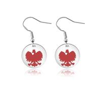 Orecchini con aquila polacca regalo patrimonio polacco falco aquila amante Polonia Dyngus Day Ancestry Faith Present Polonia Flag Aquila orecchino, Small, Acciaio inossidabile, 0