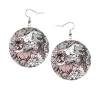 Orecchini con cavalli di fiori Orecchini di cavalli di fiori a forma rotonda Orecchini in pelle leggeri pendenti gioielli da donna per ragazze perfetti da indossare tutti i giorni
