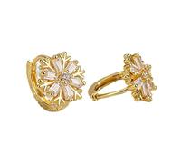 Orecchini con cerchio con fiocco di neve in oro, design con fibbia per le orecchie facili da indossare, compatti gioielli alla moda e squisiti regali per le donne