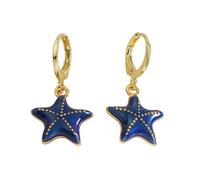 Orecchini con ciondolo a forma di chiodo in rame, adatti per gli amanti della moda, fatti a mano con stelle marine, Taglia unica, come descritto
