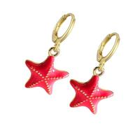 Orecchini con ciondolo a forma di chiodo in rame, adatti per gli amanti della moda, fatti a mano con stelle marine, Taglia unica, come descritto