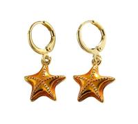 Orecchini con ciondolo a forma di chiodo in rame, adatti per gli amanti della moda, fatti a mano con stelle marine, Taglia unica, come descritto