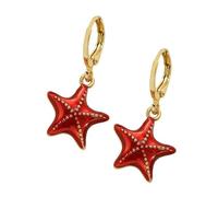 Orecchini con ciondolo a forma di chiodo in rame, adatti per gli amanti della moda, fatti a mano con stelle marine, Taglia unica, come descritto