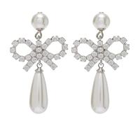 Orecchini con ciondolo a forma di fiocco di perle e diamanti