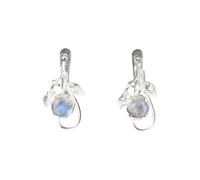 Orecchini con ciondolo a forma di foglia e pietra di luna arcobaleno, orecchini in argento sterling 925, orecchini fatti a mano con montatura a griffe di forma ovale