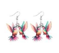 Orecchini con ciondolo a forma di uccellino 2D, in acrilico, alla moda, accessorio perfetto per l'uso quotidiano e look casual, Misura unica, Acrilico, Nessuna pietra preziosa