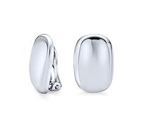 Orecchini Con Clip Concavi Rettangolari Geometrici Lucidi Per Donne Non Forati In Argento Sterling .925 Lega