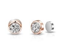 Orecchini con clip magnetiche, in oro rosa, 6 mm, realizzati con cristalli austriaci