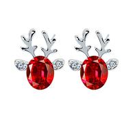 Orecchini con Corna di Pietre preziose di Cristallo Orecchini a Bottone con Renna per Donna Ragazza Decorazione Natalizia Articoli per Feste Regalo Rosso Convenient And Clever