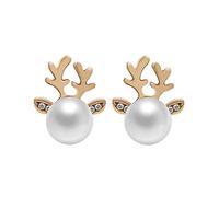 Orecchini con corna di renna di cristallo di Natale per gioielli da donna e ragazza color oroben trattata.