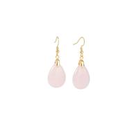 Orecchini Con Cristallo Di Quarzo Rosa, Orecchini Pendenti Con Pietre Preziose Sfaccettate A Goccia Rosa Da Donna, Gioielli Con Trafitto Ipoallergenico