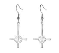 Orecchini con croce rovesciata per donna Chiesa di Satana Orecchini con croce rovesciata Gioielli gotici satanici Leviathan Religiosi Pentagramma Amuleto Regalo (argento)