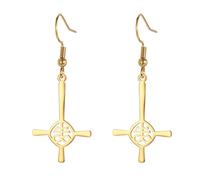 Orecchini con croce rovesciata per donna Chiesa di Satana Orecchini con croce rovesciata Gioielli gotici satanici Leviathan Religiosi Pentagramma Amuleto Regalo (oro)