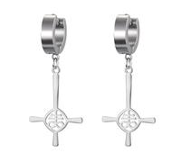 Orecchini con croce rovesciata per donna Chiesa di Satana Orecchini con croce rovesciata Gioielli gotici satanici Leviathan Religiosi Pentagramma Amuleto Regalo (argento 2)