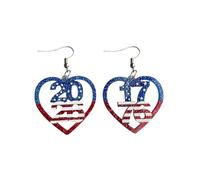 Orecchini con cuore acrilico e numeri per il 250° anniversario del 4 luglio, orecchini patriottici in rosso, bianco e blu con ciondolo multistrato per donna, orecchini in vero argento