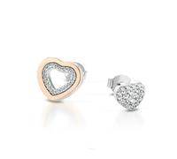Orecchini con cuore Trilogia d'amore Angeli di Roberto giannotti. Modello a lobo e a cerchio in argento 925 con dettagli rosati e zirconi.