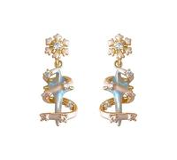Orecchini con diamante con fiocco di neve Star Bright con glassa di ghiaccio blu smalto a spirale con design intelligente orecchini di nicchia di personalità dolce e fresca