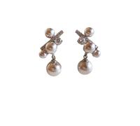 Orecchini con diamanti a più perle, orecchini con perle delicate ed eleganti, accessori in lega di rame di lusso raffinati e leggeri, adatti per cene di appuntamenti sul posto di lavoro e per le folle