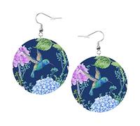 Orecchini con farfalle e colibrì Orecchini in pelle a forma rotonda di cocco Orecchini pendenti leggeri da donna e ragazza, perfetti da indossare tutti i giorni