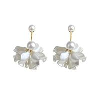 Orecchini con fiori di perle, orecchini pendente convertibili per le donne, stile dolce fresco per l'ufficio quotidiano, data di festa, matrimonio, regalo di compleanno, elegante scatola regalo