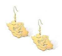 Orecchini con mappa dell'Iran con colomba della pace, abbraccio, bandiera color zirconia cubica, in acciaio inox, orecchini pendenti patriottici iraniani, gioielli persiani, regalo per donne