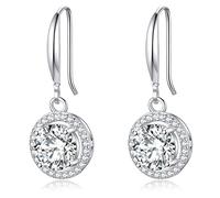 Orecchini con moissanite da 2 a 4 carati, halo rotondo, taglio ideale, in argento Sterling 925, con certificato di autenticità, 4CT, Argento sterling, Moissanite